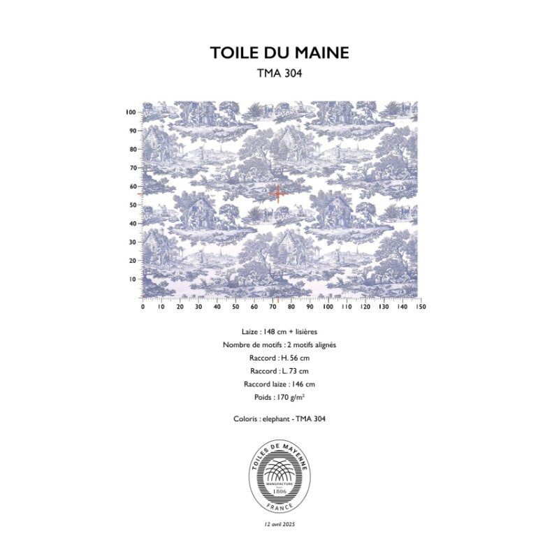 Toiles du Maine Éléphant - coupe de tissu TMA304
