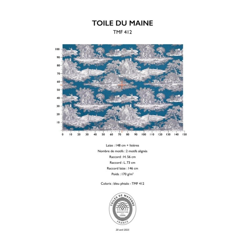 TOILES DU MAINE F – coloris Bleu phtalo